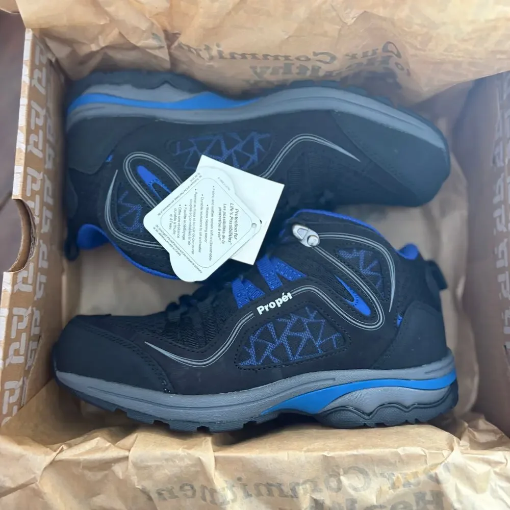 Propet Womens Peak Hiking Boots 6.5 NWT Black Blue Ankle Camp Waterproof Climb
